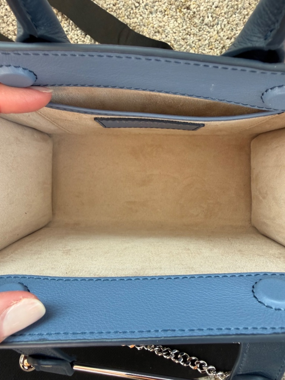 Strathberry Nano Tote Blue Leather Crossbody Satchel w/ Dust Bag & Strap - Picture 6 of 6